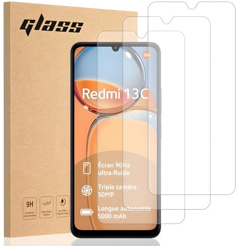 Totill [3 Unidades Protector de Pantalla para Xiaomi Redmi 13C, Cristal Templado para Xiaomi Redmi 13C Fácil Instalación, Vidrio templado 9H,Alta Definicion,Anti-Arañazos