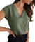 Cicy Bell Bluse Damen Ärmellose V-Ausschnitt Tops Sommer Elegant Cap Sleeve T Shirts Casual Lose Einfarbig Oberteile Armee Grün L