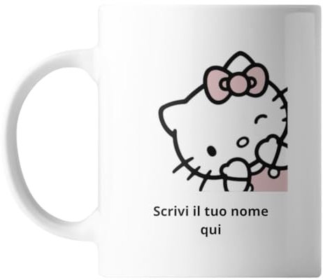 VARZI Tazza Hello Kitty Personalizzabile, Idea Regalo Bambina, Diverse Stampe, Possibilità di Aggiungere il Tuo Nome 1956 (Fantasia 4)