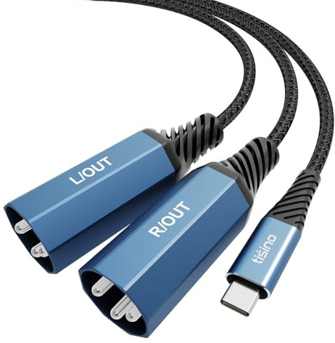 Tisino USB C to Dual XLR Male Audio Cable(1m), XLR to USB C Stereo Power Amplifier Cable for Connecting Mobile Phone to Active Speaker, Mixer Console