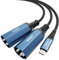 Tisino USB C to Dual XLR Male Audio Cable(1m), XLR to USB C Stereo Power Amplifier Cable for Connecting Mobile Phone to Active Speaker, Mixer Console