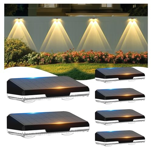 Bigzom Solar Wandleuchte Außen 6er Set | Superhelle Linse, 3 Modi, IP65 Wasserdicht, Für Garten, Zaun, Terrasse, Treppen, Balkon