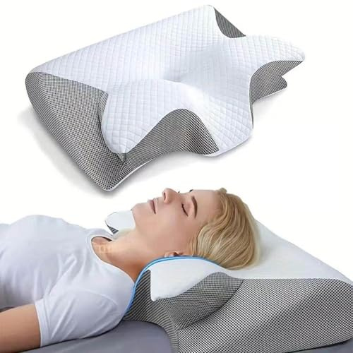 Misorat Pillowdaddy Pillow Daddy Das Nacken - Therapiekissen Antischnarchkissen Ergonomisches Memory Foam Kissen – Nackenstützkissen Für Seiten, Rücken & Bauchschläfer, Atmungsaktiv & Waschbar,Gray