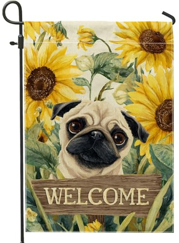 Bandiera estiva da giardino con girasole, bandiera gialla di benvenuto a casa, bandiera in iuta su entrambi i lati, decorazione per prato esterno 30,5 x 45,7 cm