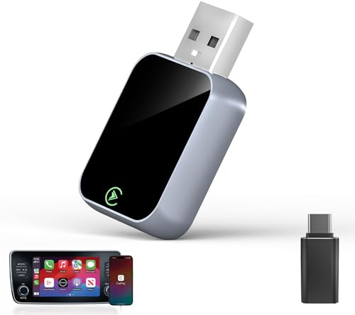 Enhanlife Wireless CarPlay Adapter for iPhone - No Audio Lag, Auto-Connect - Convert Factory Wired to Wireless CarPlay - Bluetooth 5.3 & 5GHz Wi-Fi - Plug & Play (Includes USB A/C)