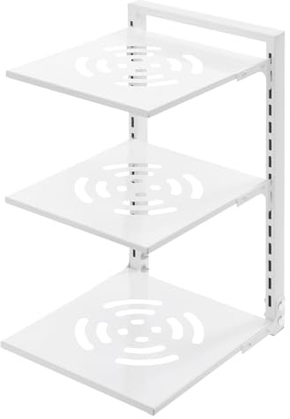 Hydrangeary Multi Tiers Pots and Pans Stand Holder Organiser Adjustable Saucepan Storage Rack for Kitchen, Suitable for Skillets, Pans, Flat Cutting Boards, Baking Sheets, etc. (White 3 Tiers)