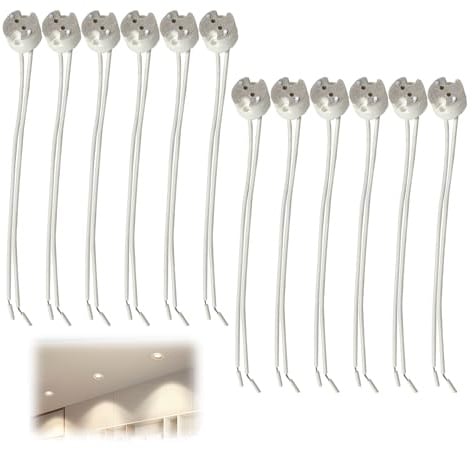 20er Pack GU5.3 Fassung MR16 Lampenfassung mit 15 cm Silikonkabel 12V-250V | 12V-250V 3A max, Keramik Stecker Lampe, Halter für LED, Spots und Halogen, Lampen 250°C hitzebeständig, mit 15