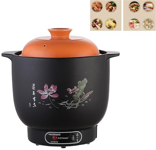 Marmite électrique multifonctionnelle, mijoteuse intelligente avec fonction de maintien au chaud, petite cocotte électrique for mijoter la soupe, la cuisson du porridge et du bouillon(3L)
