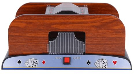 LALAFINA Mélangeur Automatique de Cartes à Jouer et Cartes en Bois et Plastique Noir Appareil Électrique Facile à Utiliser pour Jeux de Société et Bridge