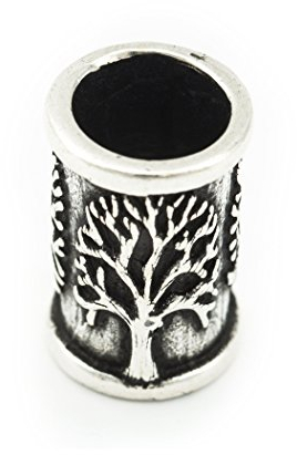 Battle-Merchant Bartperle Wikinger mit Lebensbaum aus Silber - Yggdrasil Mittelalter Perle Dreadlocks Innendurchmesser 7mm