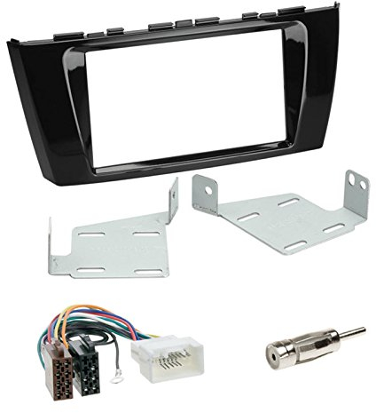 Einbauset : Autoradio Doppel-DIN 2-DIN D Radioblende Radio Blende Halterung schwarz + ISO Radioanschlusskabel Radio KFZ Adapter + Antennenadapter für Mitsubishi Space Star (A00) 02/2013-12/2014 - (außerhalb Europas Mitsubishi Mirage)