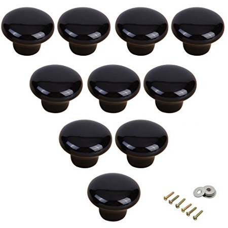Tiradores Redondos de Cerámica para Puerta de Armario, Dormitorio, 10 Unidades, Negro