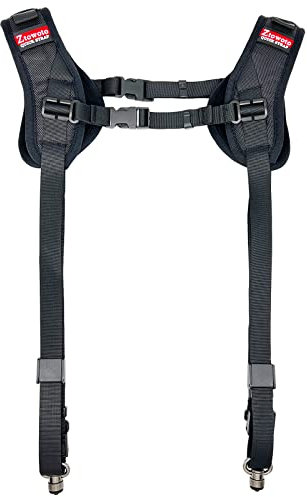 ZT Systems Camera Shoulder Double Strap Harness Quick Release Adjustable Dual Camera Tether Strap and Safety Tether for DSLR SLR Camera (focus)