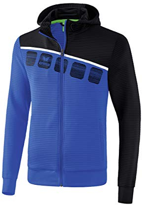 Erima Herren 5-C Trainingsjacke mit Kapuze, new royal/schwarz/weiß, L