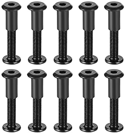 sourcing map 10Sätze Schraubsäule 5/16 (8mm) Innen M6x35mm Festigung | Kohlenstoffstahl Schwarz