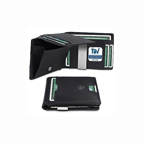 TRAVANDO Geldbörse Herren Geldbörse mit Geldklammer TÜV RFID Zertifiziert Wallet mit Münzfach 10 Kartenfächer Portmonee Helsinki Geldbeutel Geldklammer mit Kartenhalter Clip
