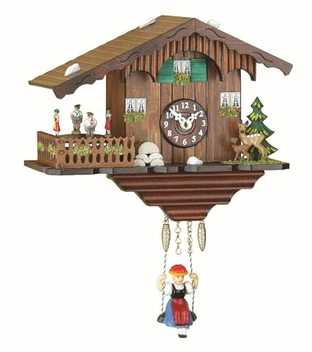 Trenkle Kuckulino Schwarzwalduhr Schweizerhaus mit Quarzwerk und Kuckuckruf, drehende Tänzer TU 2019 SQ