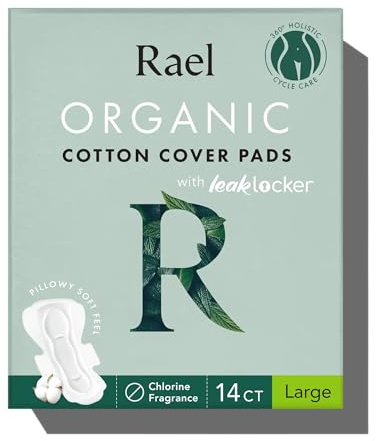 Rael, Organic Cotton Cover Pads, Large, 1 x 12 Count