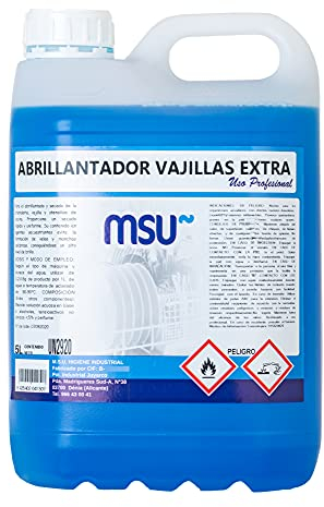MSU - Abrillantador de Vajillas 5L | Para Lavavajillas y Túneles de Lavado | Secado Rápido | Previene Manchas Calcáreas | Ideal para Cristalería y Cocina
