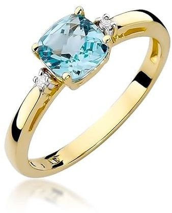 Damen Ring 585 14k Gold Gelbgold echt Topas Edelstein Diamanten Brillanten