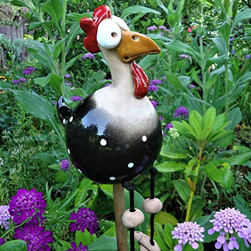 Keramik Huhn Gartendeko, Tierfigur Gartenstecker Keramikfigur Handarbeit Ornament, Gartendeko Huhn Deko,Handarbeit Gartenstatue Dekorative Henne Huhn Gartenstecker,Gartenfigur Gartendekoration