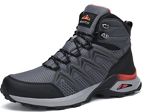 DANNTO Herren Warme Gefütterte Winterschuhe Winterstiefel Wasserdicht Wanderschuhe Trekkingschuhe Draussen Schneestiefel (Grau-B,42)