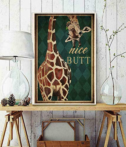 Nice Butt Giraffe WC-Poster, Garage, Wanddekoration, Heimdekoration, Geburtstagsgeschenk, Metallschilder, Poster, 30,5 x 40,6 cm