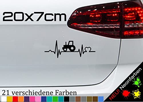 Herzschlag mit Traktor Aufkleber Bulldog Puls Herz Love Trekker Bauer 20x7cm in 21 Farben