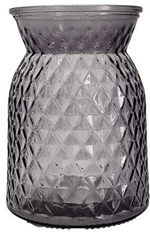 Large Textured Dark Grey Glass Flower Bud Vase (16cm) Jar Home Decoration Decor Ornament