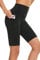 Buepeara Kurze Leggings mit Taschen, High Waist Blickdicht Damen Radlerhose Shorts für Alltag & Sport -3182-03 (Schwarz)/L