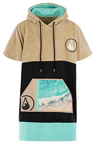 WAVE HAWAII Poncho Ericeira Badeponcho 95% Baumwolle 5% recyceltes Polyester für Körpergrößen von 160-190 cm Umkleidehilfe für Schwimmen Strand Surfen Duschponcho für Damen Herren Erwachsene