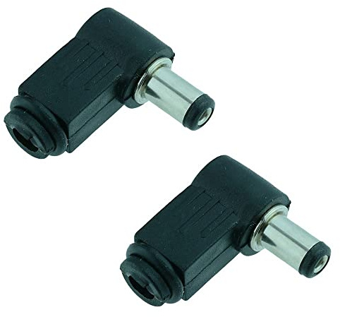 2.5mm x 5.5mm Male Plug Right Angle L Jack DC Power Tip Connector (Pack of 2)