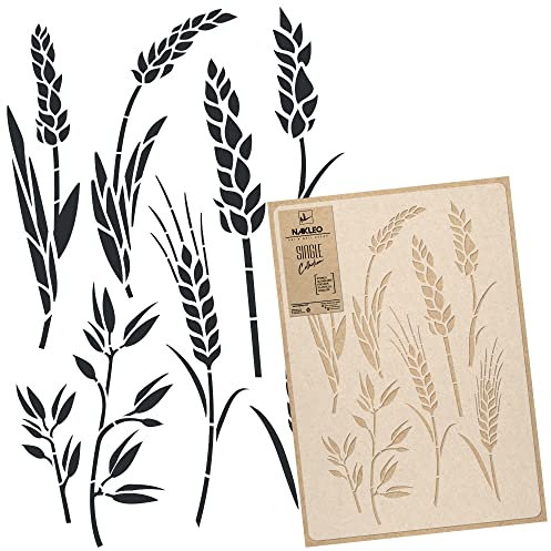 NAKLEO Pochoir pour Peinture Murale Grand Format 43x64cm, Modèle en Plastique et Réutilisable, Céréales Épis Blé, DIY Bricolage Artisanat Décoration a Peindre, Bois Tissu Mueble