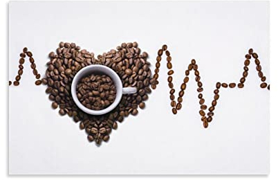 flechr Kaffeetasse, Kaffeetasse, Kaffeebohnen, Ecg-Kurven, Heimdekoration, Poster, Wandkunst, Hängebild, Druck, dekoratives Gemälde, Poster, 60 x 90 cm