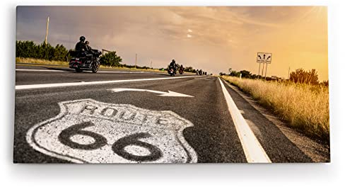 Paul Sinus Wandbild 120x60cm Route 66 USA Straße Motorräder Bikes Sonnenschein