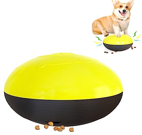 EASTLION Pet Treat Ball,Interactive Meal Dispensing Dog Toy,Pet Food Dispenser Toys,Interactive Feeder Balls,Smart Puzzle Toy for Dogs & Cats,Yellow