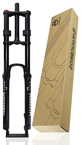 ZCXBHD 26 27.5 29 Pouces DH Vélo De Montagne Fourche Air Suspension VTT 160mm Voyage Fourches Avant Vélo Fourche Double Couronne Verrouillage Manuel QR 9MM (Color : NO Damping, Size : 26in)