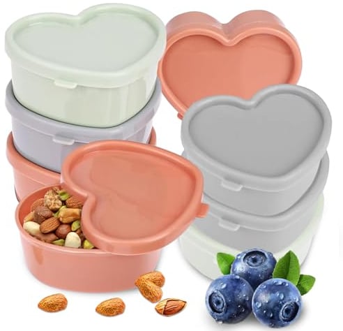 Lithyc 8 Pezzi Contenitori Ermetici Per Alimenti Piccoli,Contenitori Per Freezer,Mini Contenitori Plastica,Impilabili, Riutilizzabili, Per Snack, Salse, Salse, Spezie, Cereali, Riso