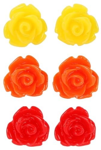 bluebubble ROSE BUD Earrings - Set of 3 Pairs 10mm Rose Earrings on Gift Card
