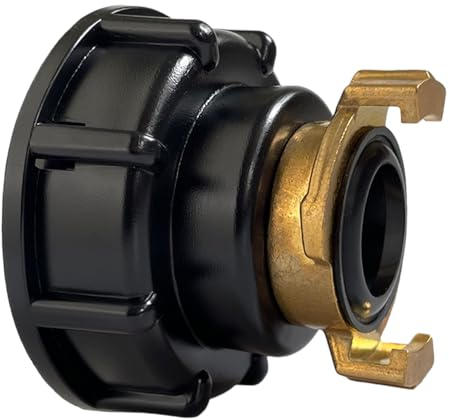 IBC Adapter Schnellkupplung, IBC Tank Adapter S60X6 IG auf 1 IG mit Messing Schnellkupplung 1 AG, IBC Container Zubehör Klauenkupplung kompatibel mit Geka System (1 AG Schnellkupplung)