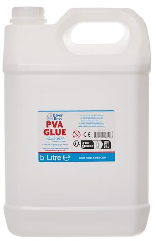 Baker Ross FN133 PVA Washable Glue - 5 Litre Pack of 1, PVA pour les écoles, fournitures d'enseignement, colle polyvalente pour le bois, le papier et les cartes.