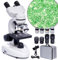 Microscopes binoculaires, 200X-5,000X microscopes biologiques composés avec multiplicateur 6X, Microscope avec Ensemble de Lames de Microscope, Adaptateur de téléphone