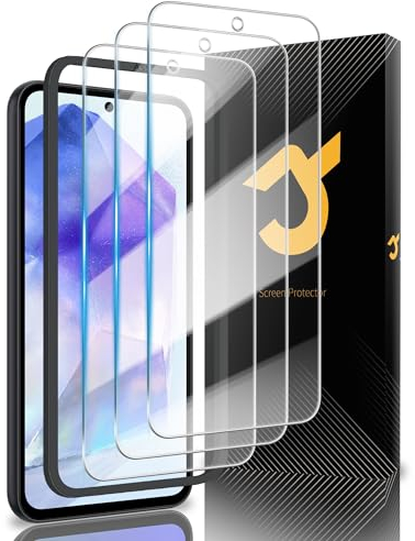 JZG 3 Pièces Verre Trempé pour Samsung Galaxy A55, 9H Dureté, Anti-empreintes Digitales, Sans Bulles Film Protection écran pour Samsung A55
