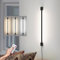 Aipsun Wandleuchte LED Innen mit Stecker, 12W 800LM, wandleuchte mit fernbedienung, Dimmer（3000K-6000K）, Timer-Fernbedienung für Wohnzimmer, Schminktisch,Schlafzimmer,Treppenhaus, Schwarz, 80CM