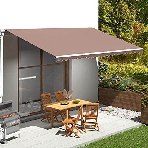 Kavolet Telo per tende da sole, impermeabile, antistrappo, ricambio con balze, accessorio per tende da sole, 500 x 300 cm, marrone