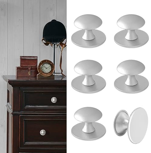 CcHhyyt 6 Stück Selbstklebende Knöpfe für Schrank Silber Selbstklebende Schrankknöpfe aus Edelstahl Knauf zum kleben für Schubladen Duschtür Spiegelschrank Glastür Türknauf ohne Bohren Möbelgriffe