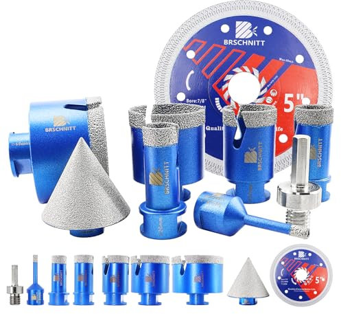 Jeu de carottes diamantées - BRSCHNITT Carotteuse 6/20/30/35/50/68MM 50MM Biseau Bit Carotteuse à sec M14 Filetage pour porcelaine Carreaux Céramique Marbre Granit 125MM Lame diamantée