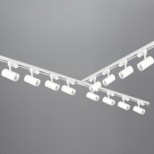 ekobi 3-Phasen-Schienen-Set NEXTRACK - Schienensystem 1m+2m+2m mit 12x Lampe, T-Verbinder, Netzteil, Kappe (Weiß, 1m+2x2m Schiene + Verbinder T)