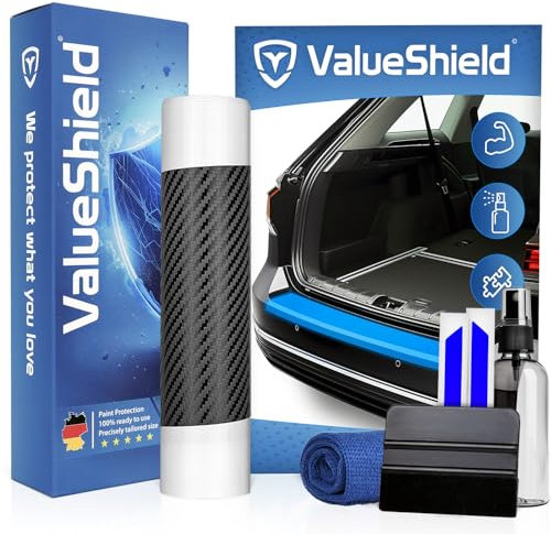 ValueShield Ladekantenschutz passend für Opel Astra K Sports Tourer 2015-2021 (Kombi 5-Türer): Hochleistungsfolie, Lackschutzfolie & Kratzschutz für Kofferraum, Stoßstange, Schweller | Carbon+Blau