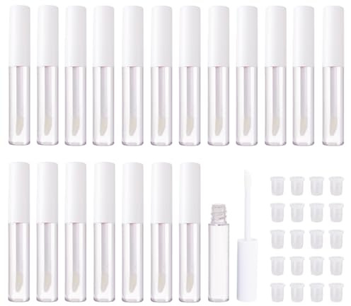 CAIYA 20 Stück Leere Lip Gloss Tubes Behälter, 4ml Nachfüllbare Behälter Kosmetik Tube Mini Split Flasche für DIY Lippenstift Proben(Weiß)